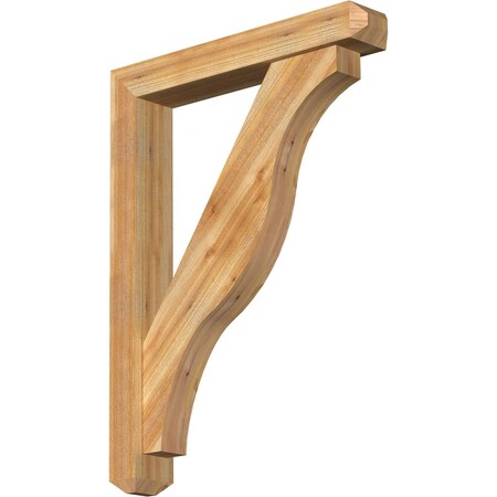 Ekena Millwork Funston Craftsman Rough Sawn Bracket w/ Offset Brace, Western Red Cedar, 6"W x 36"D x 48"H BKT0604X36X48FST04RWR